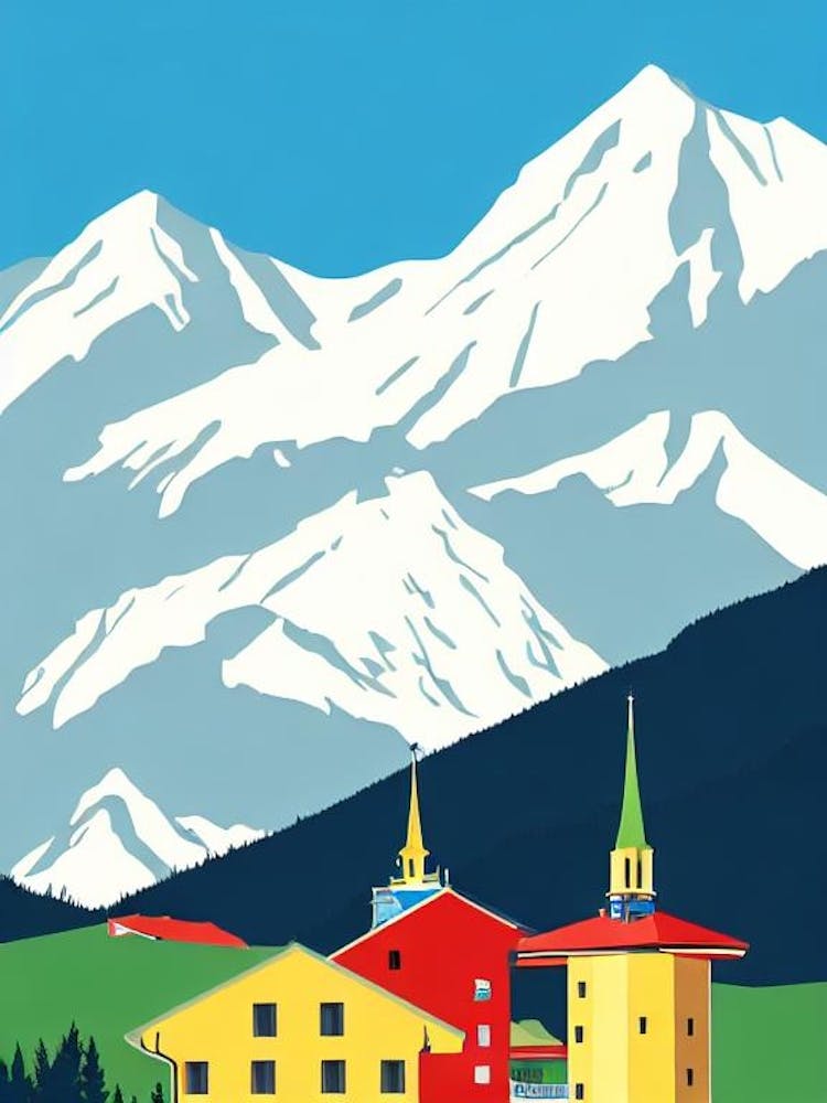 Kitzsteinhorn, Austria Midcentury Vintage Skiing Poster