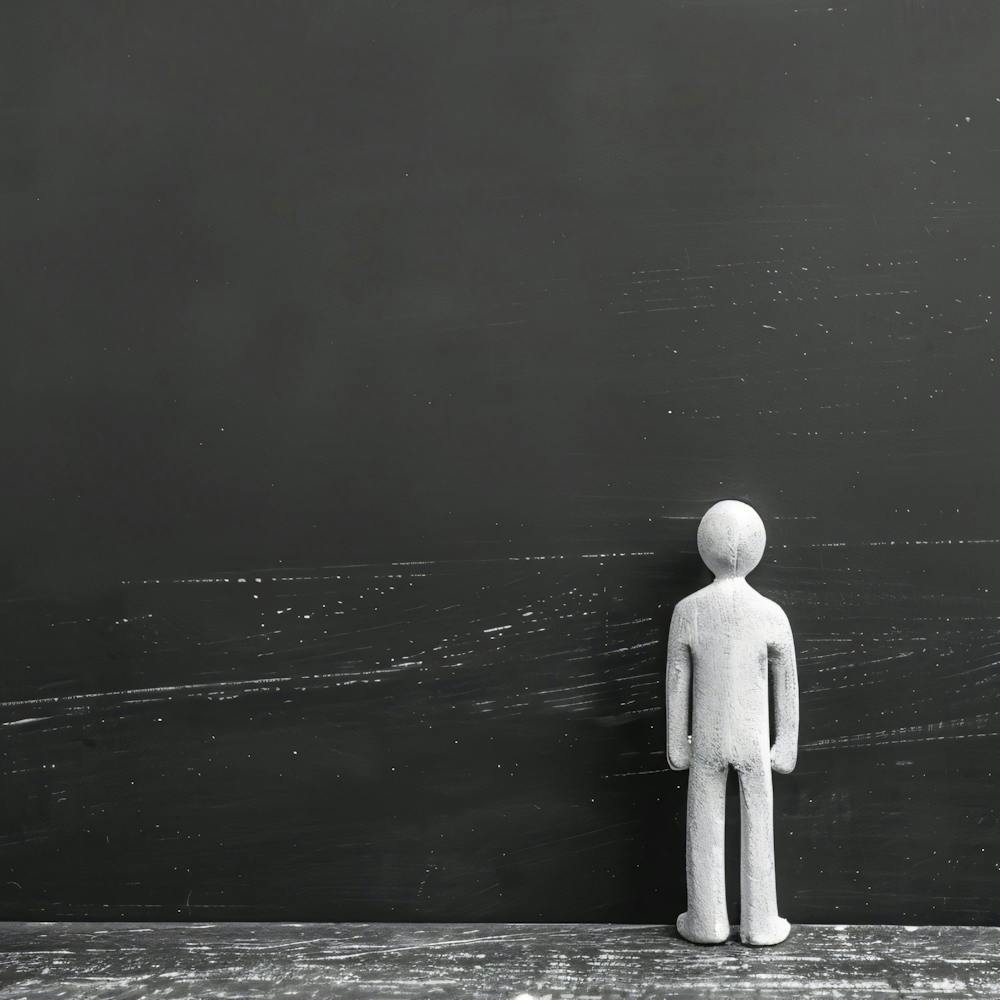 Blackboard Man Standing In Front Of Blackboard