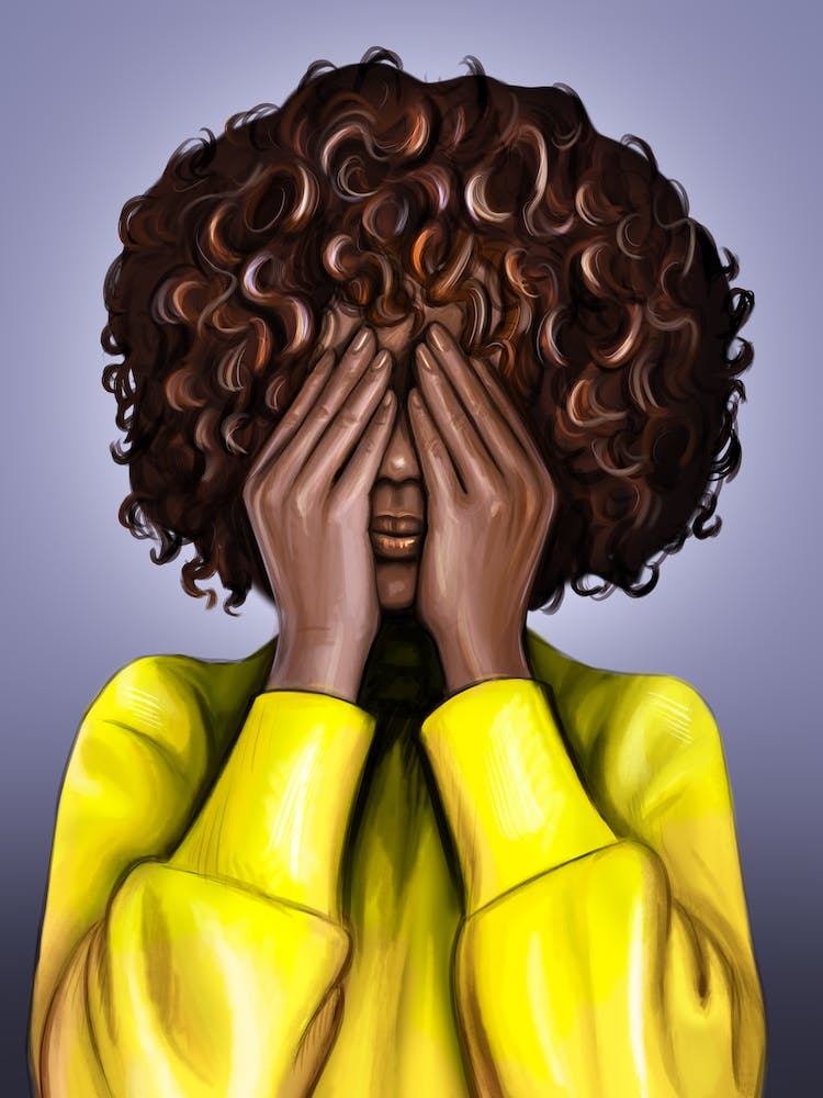 A curly woman.