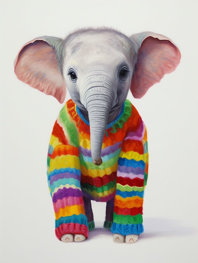 Baby Animal Wearing Sweater Elephant 1