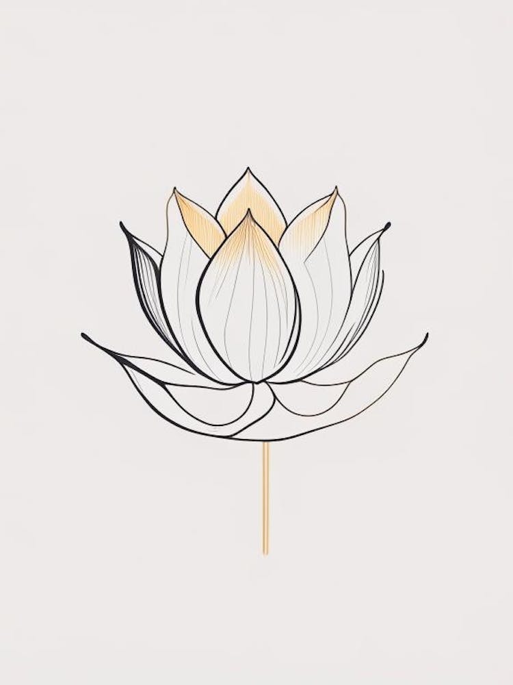 Lotus Flower, Buddhist Symbol Minimal Line Drawing 5