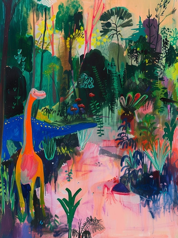 Dinosaur In A Tropical Jungle Painting 2