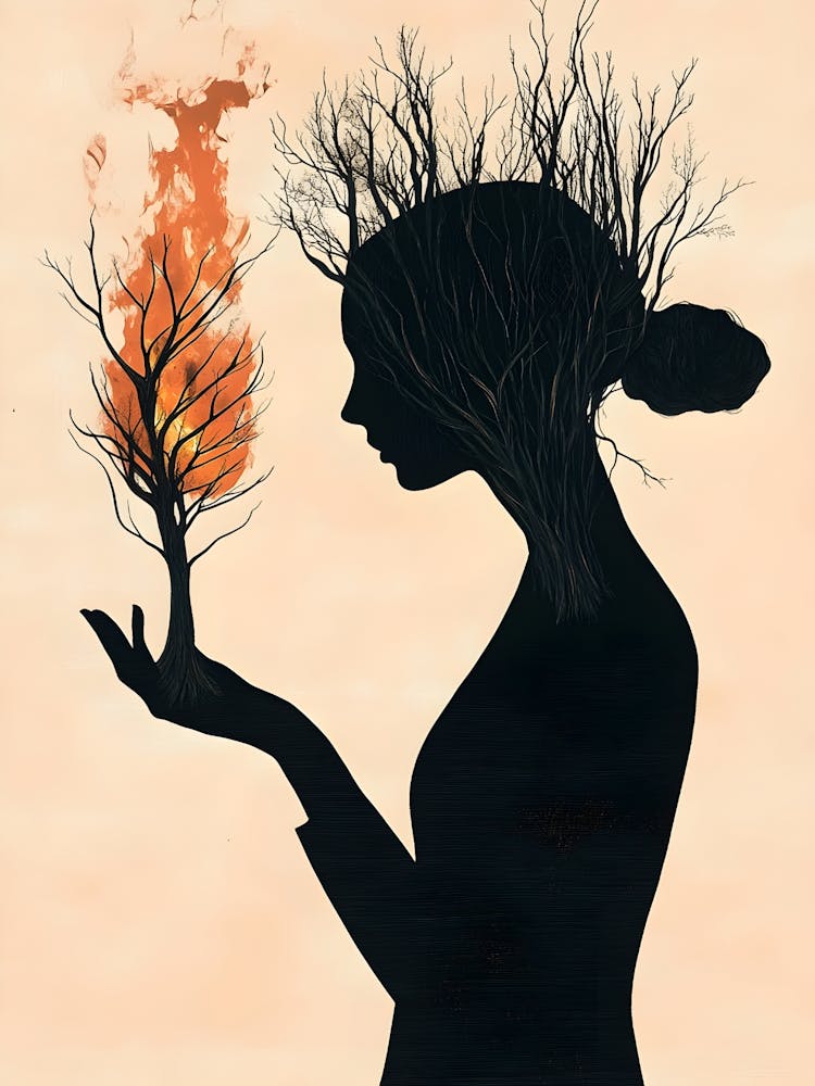 Woman Holding A Tree