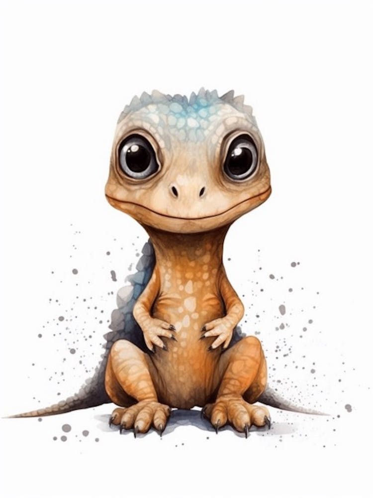 Watercolour Jungle Animal Baby Komodo Dragon 3