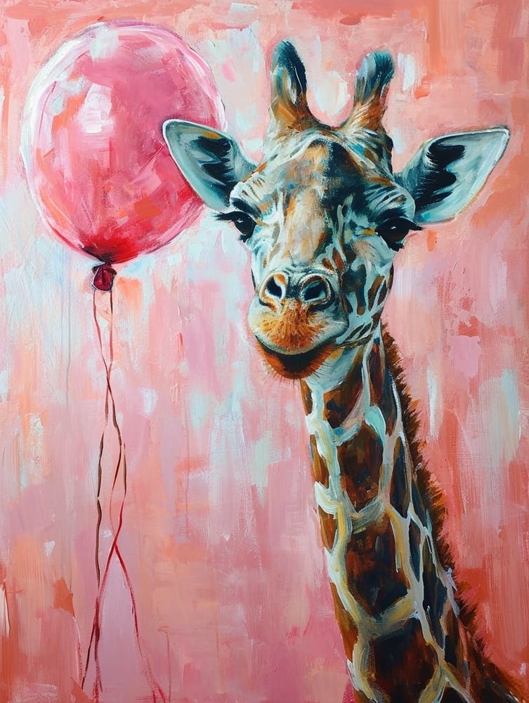 Cute Giraffe 3 With Balloon