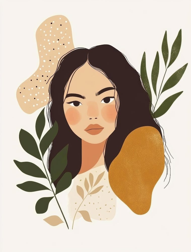Illustration Of A Woman With Leaves 5