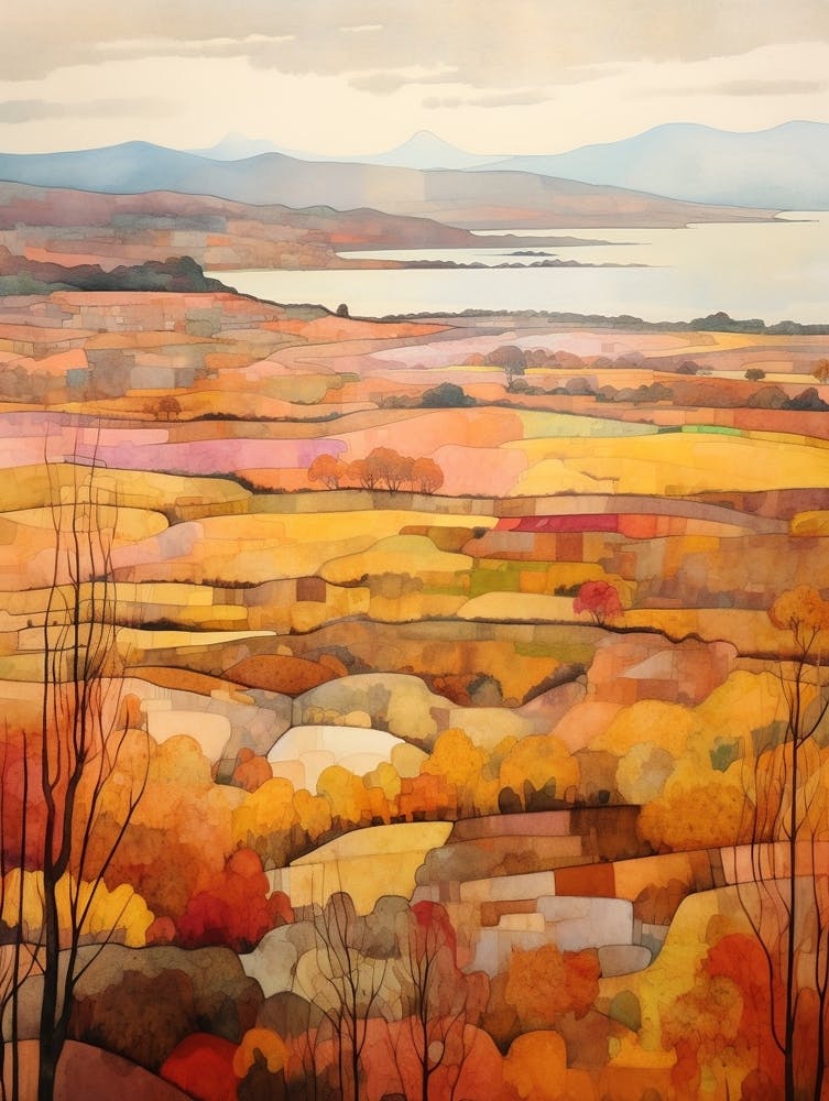 Autumn National Park Painting Atlantic Islands Of Galicia National Park Spain 1