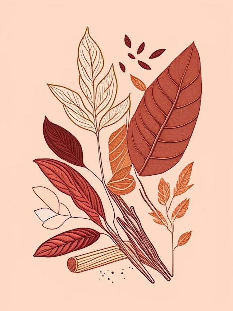 Cinnamon Bark Spices And Herbs Minimal Line Drawing 1