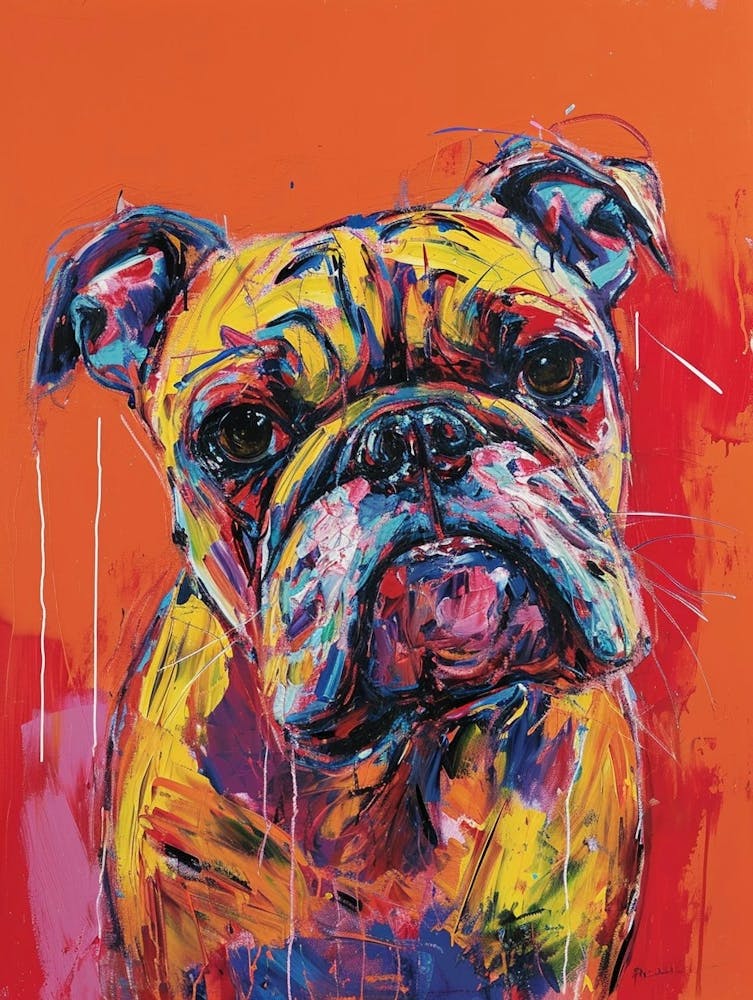 British Bulldog Acrylic Painting 4