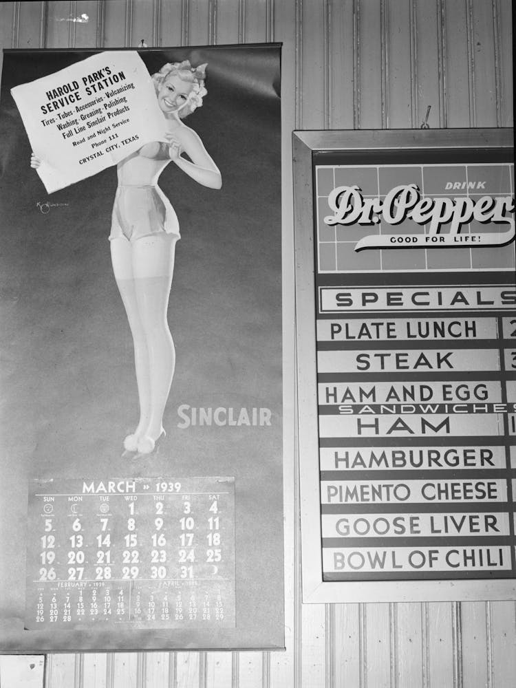 Calendar And Menu, Restaurant, Crystal City, Texas By Russell Lee