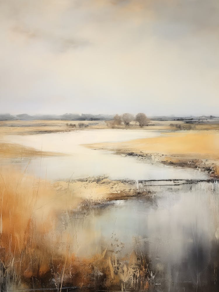 Rustic Autumn Lake Painting