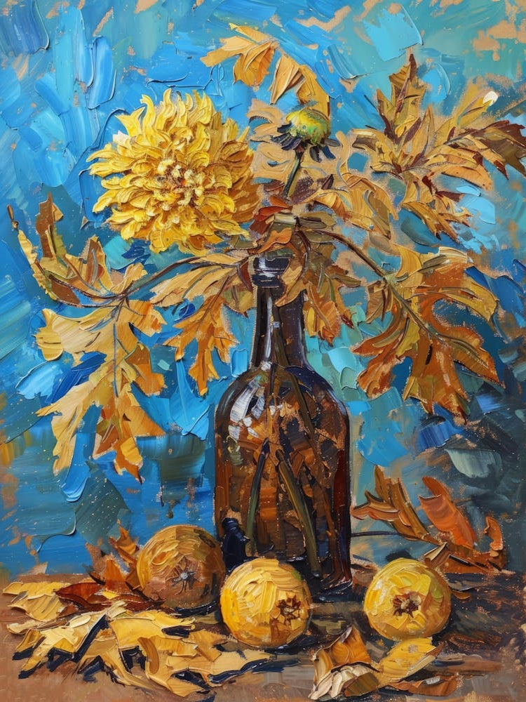 Yellow Flowers In A Bottle