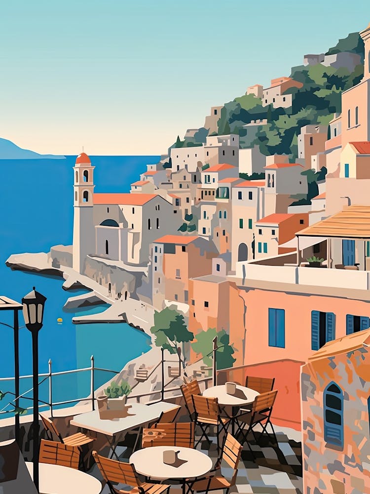 Amalfi Coast, Italy, Graphic Illustration 3