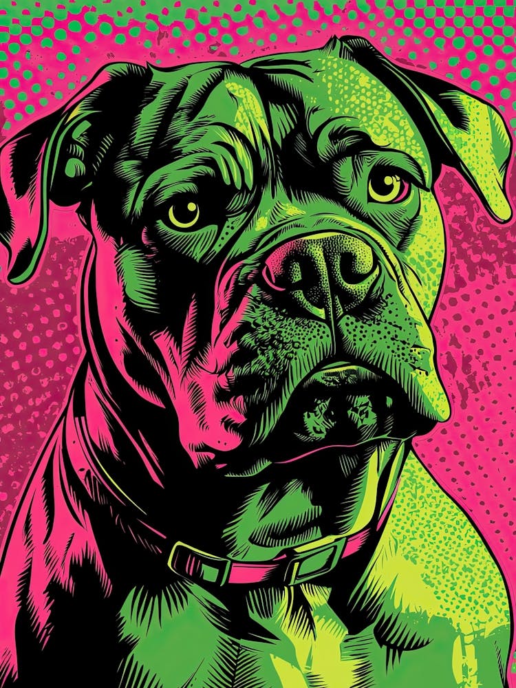 Pop Art Mastiff Dramatic Green And Hot Pink 2