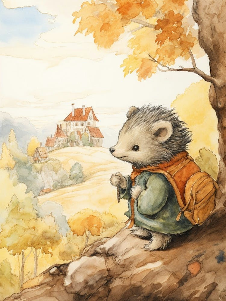 Storybook Animal Watercolour Hedgehog 4