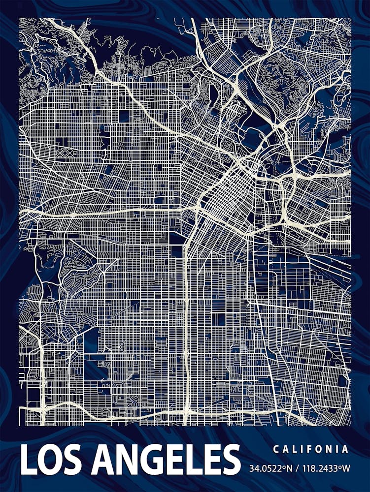 Los Angeles Crocus Marble Map