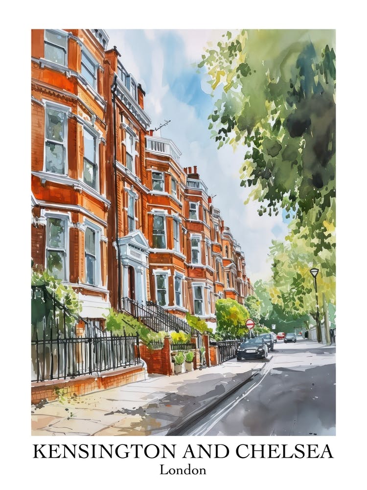 Kensington And Chelsea London Borough   Street Watercolour 3 Poster