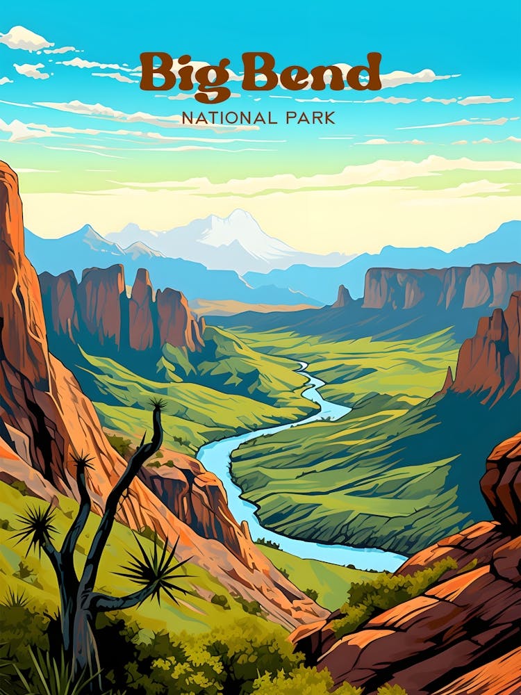 Big Bend National Park Nature Travel Art Illustration