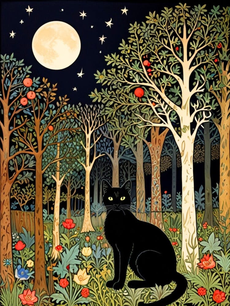 William Morris Black Cat In The Forest 20