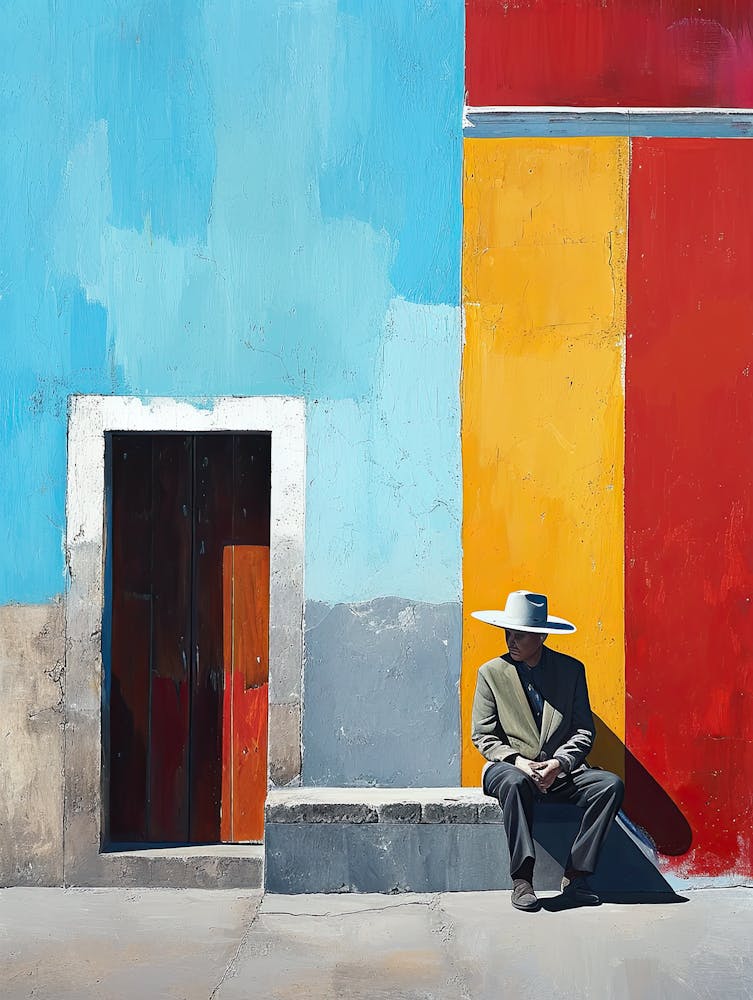 Mexican Man Sitting On A Bench