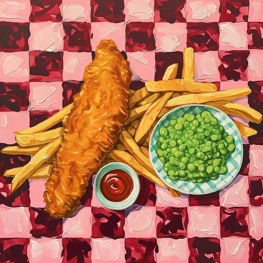 Fish & Chips Pink Checkerboard 1