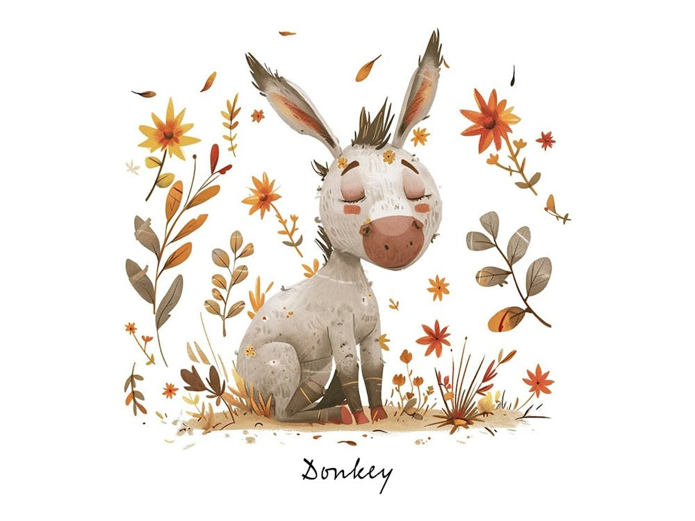 Little Floral Donkey 3 Poster