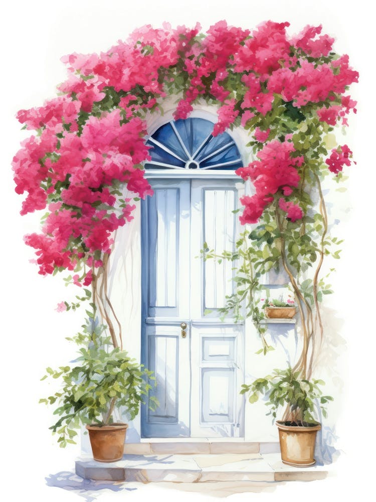 Athens, Greece   Mediterranean Doors Watercolour Painting 4