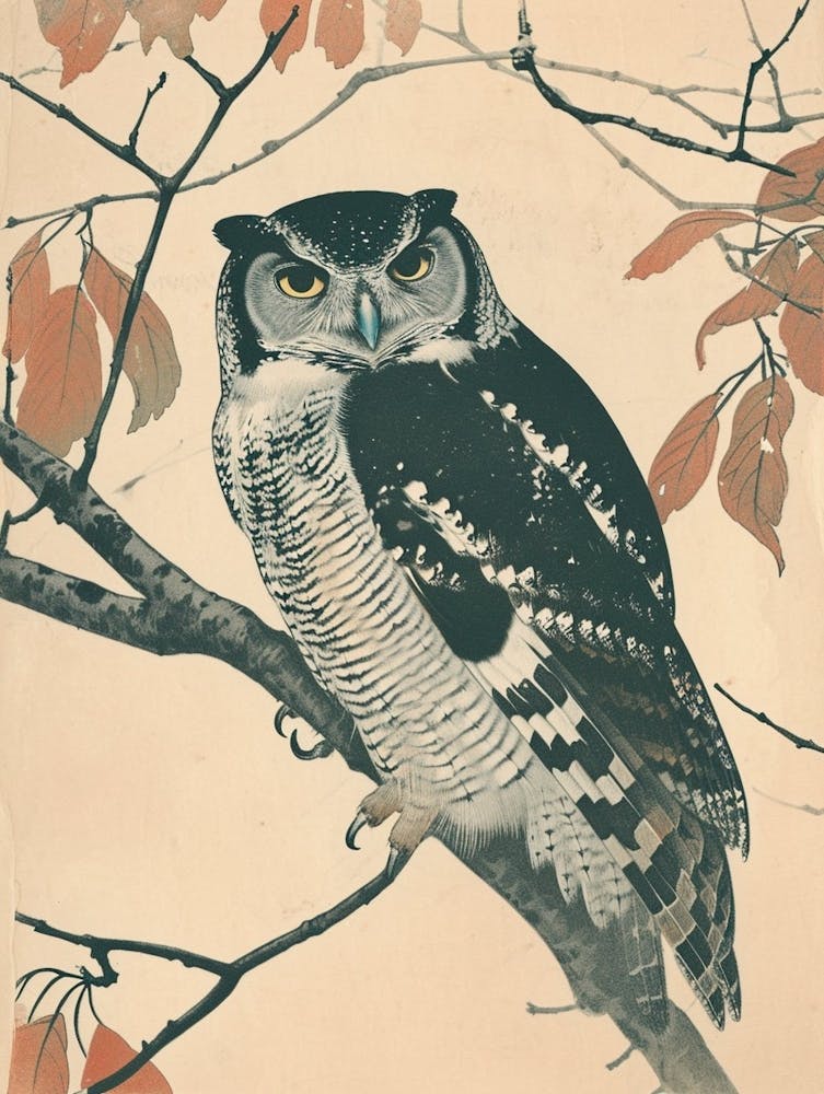 Northern Hawk Owl Vintage Illustration 1