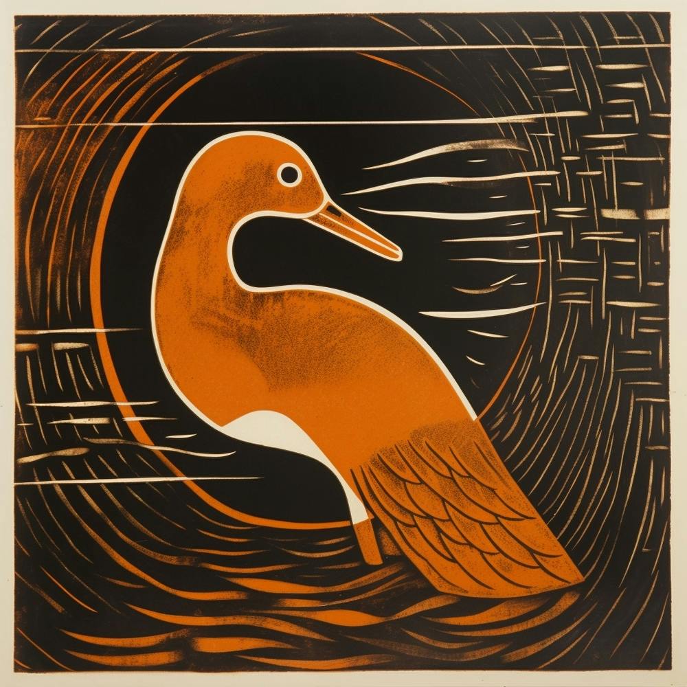 Retro Bird Lithograph Canvasback 1
