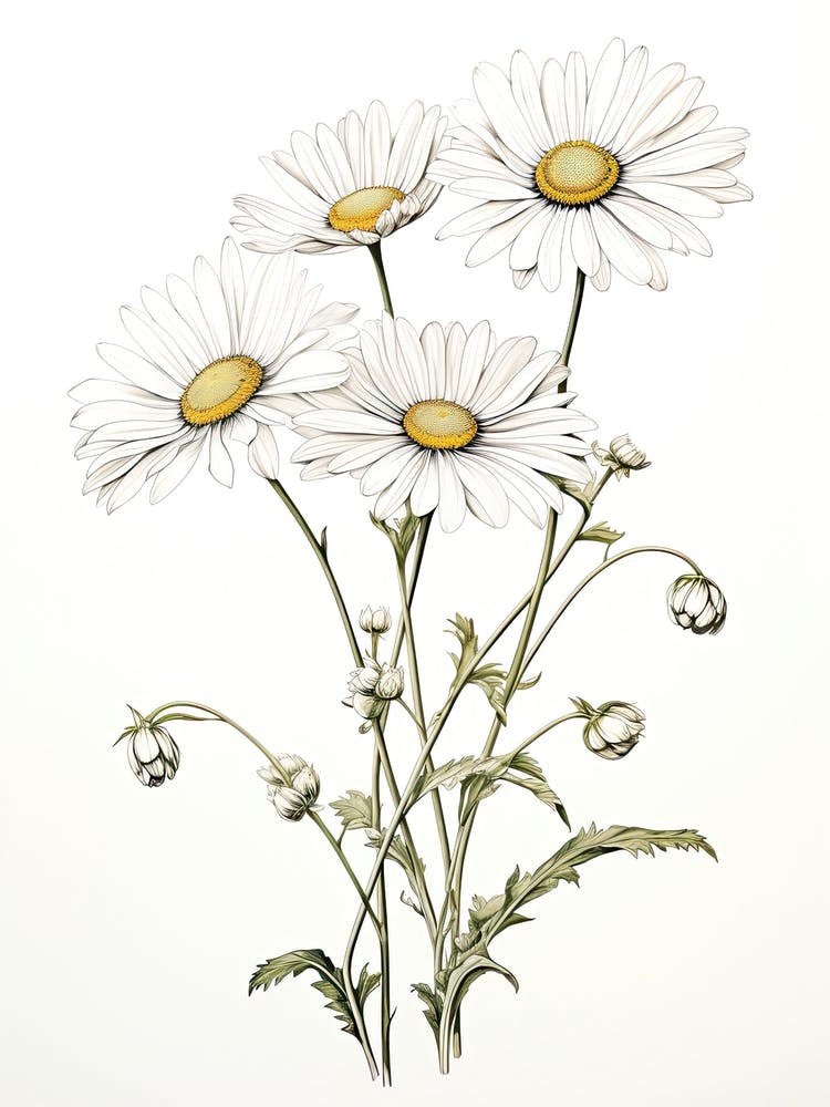 Daisies Flower Vintage Botanical 2