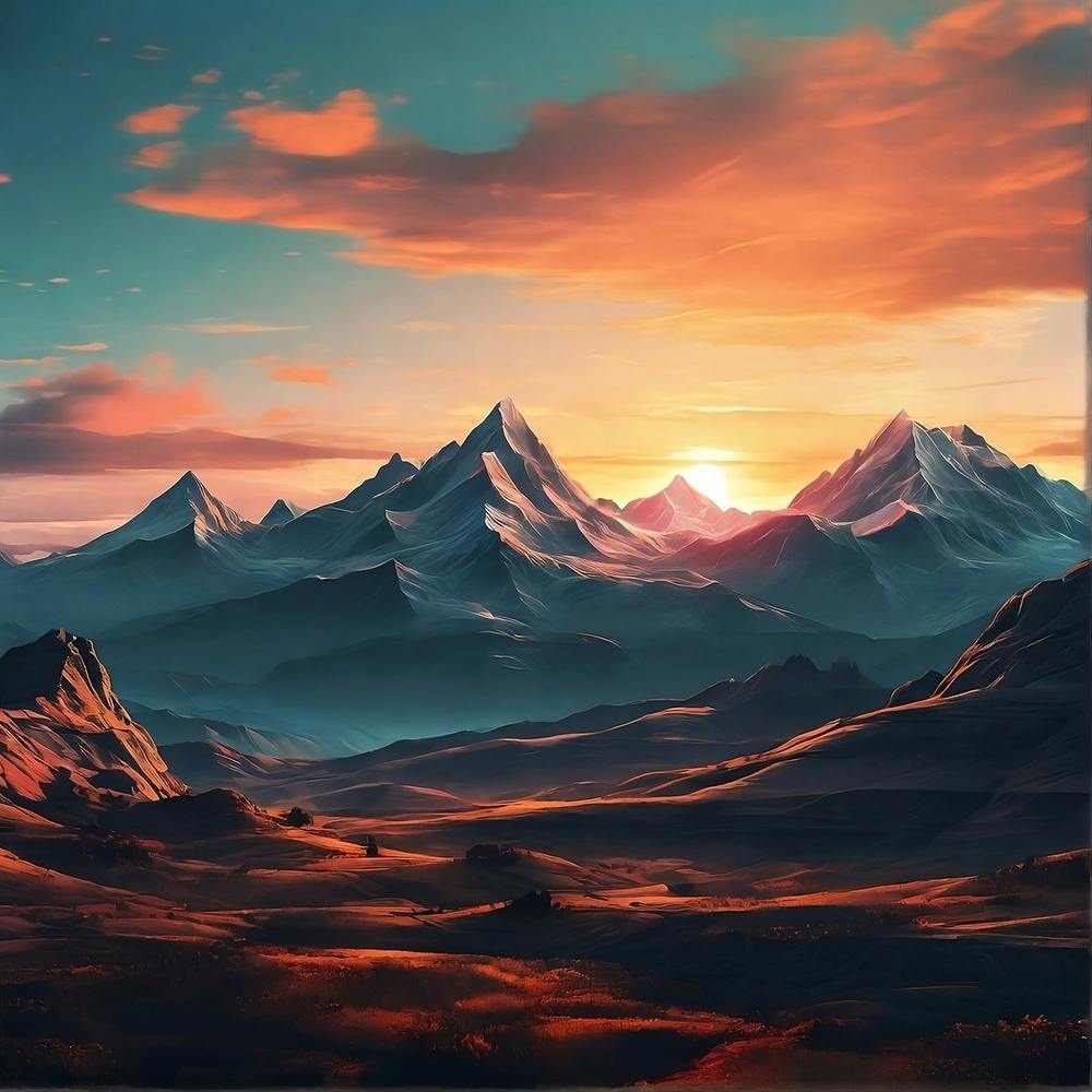 Nature Magic: Sunset Over Mountains Canvas Art