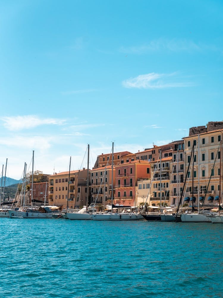 Elba Island with colorfull houses | Tuscany Italy sea