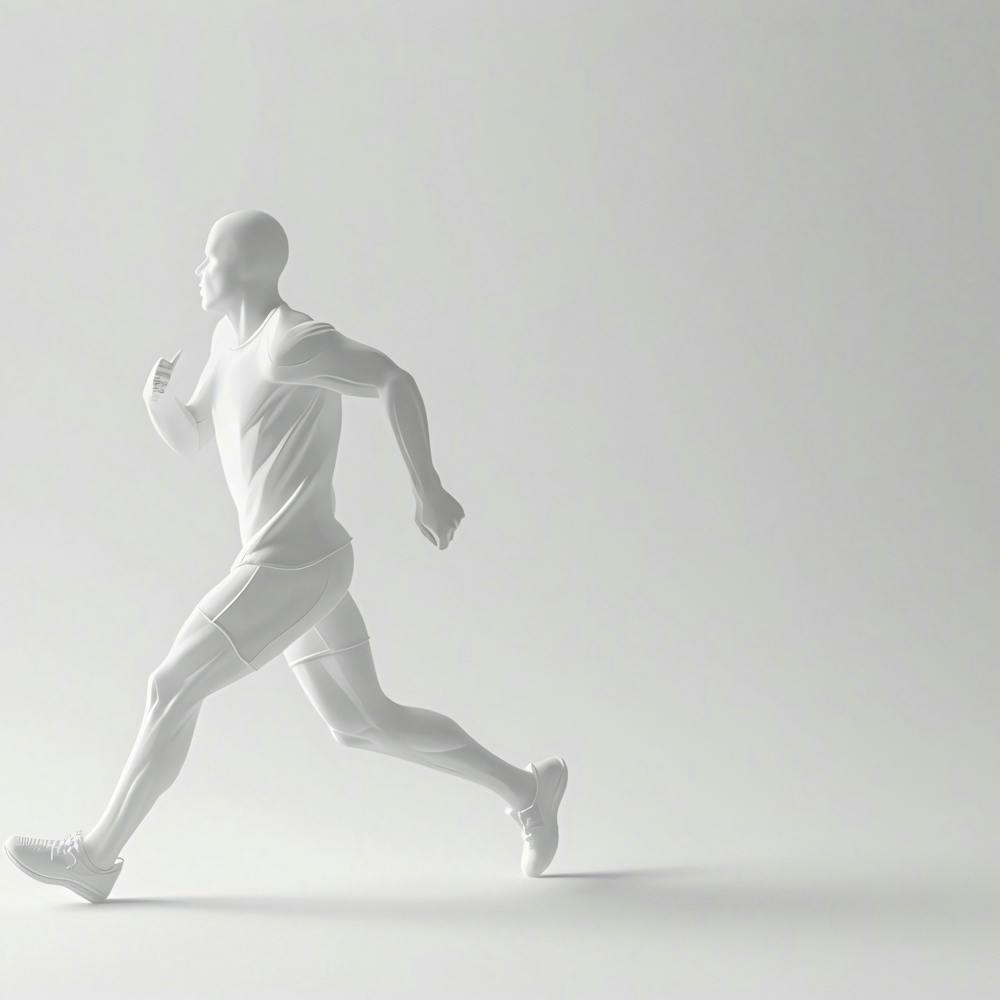 Man Running On White Background