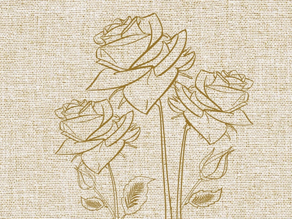 Linen Roses Line Art