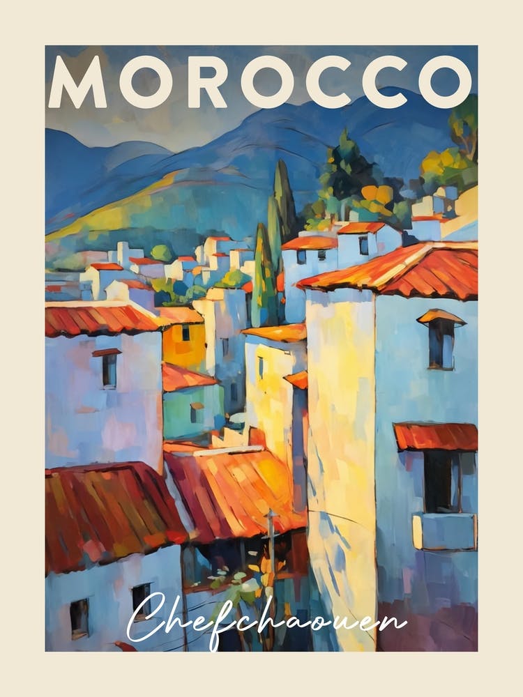 Chefchaouen Morocco 1 Fauvist Painting  Travel Poster
