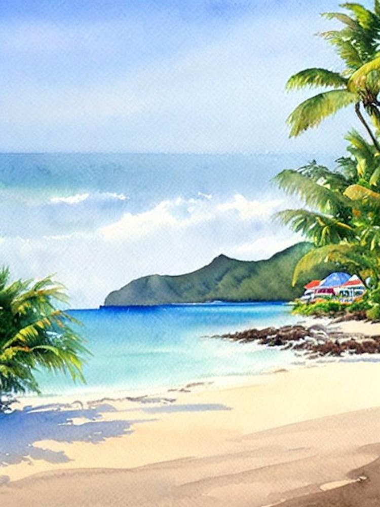 Anse Chastanet Beach, St Lucia Watercolour