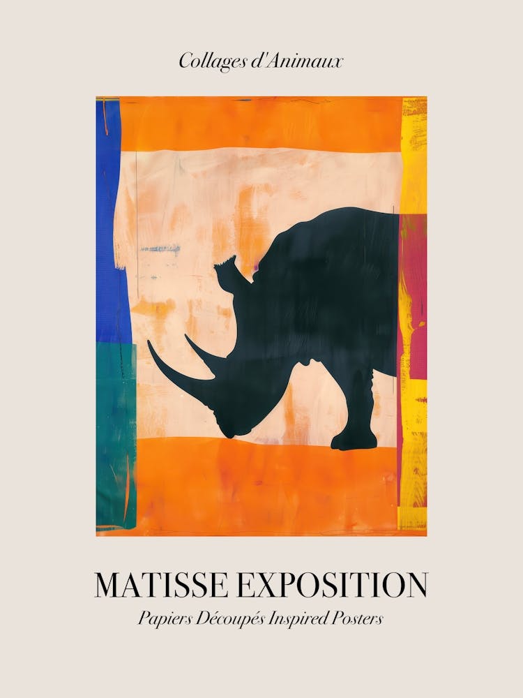 Rhino 2 Matisse Inspired Exposition Animals Poster