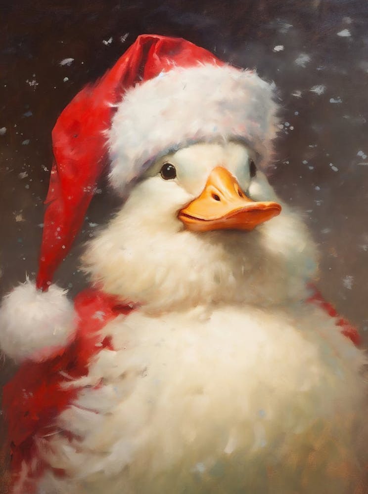 Santa Duck Vintage Portrait Victorian Animal Portrait Dressed Animal Print Rustic Christmas Wall Art Vintage Christmas Decor