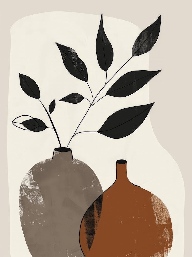 Two Vases With Leaves 3