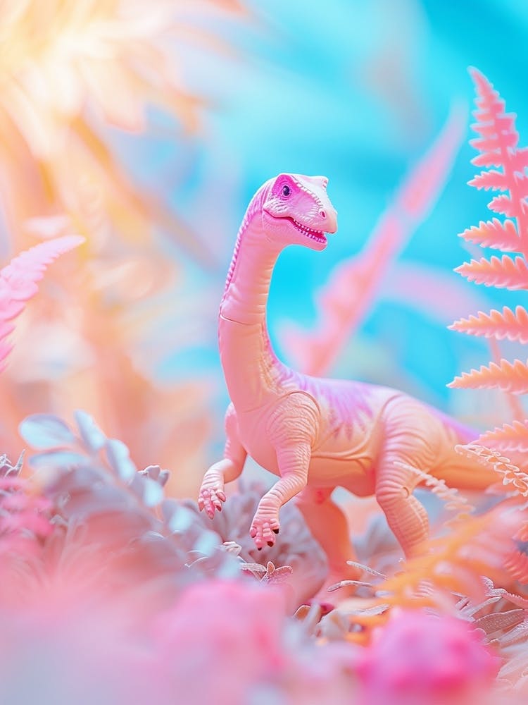 Pastel Toy Dinosaur In The Nature 1