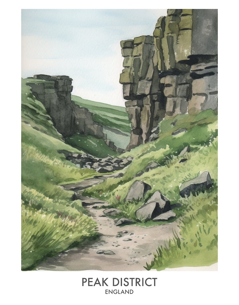 Peak District 7 Watercolour Travel Poster