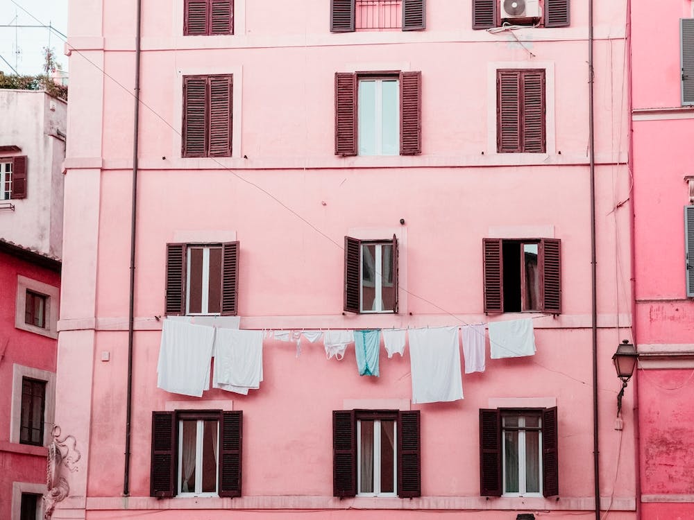 Pink Building & Clothesline, Rome