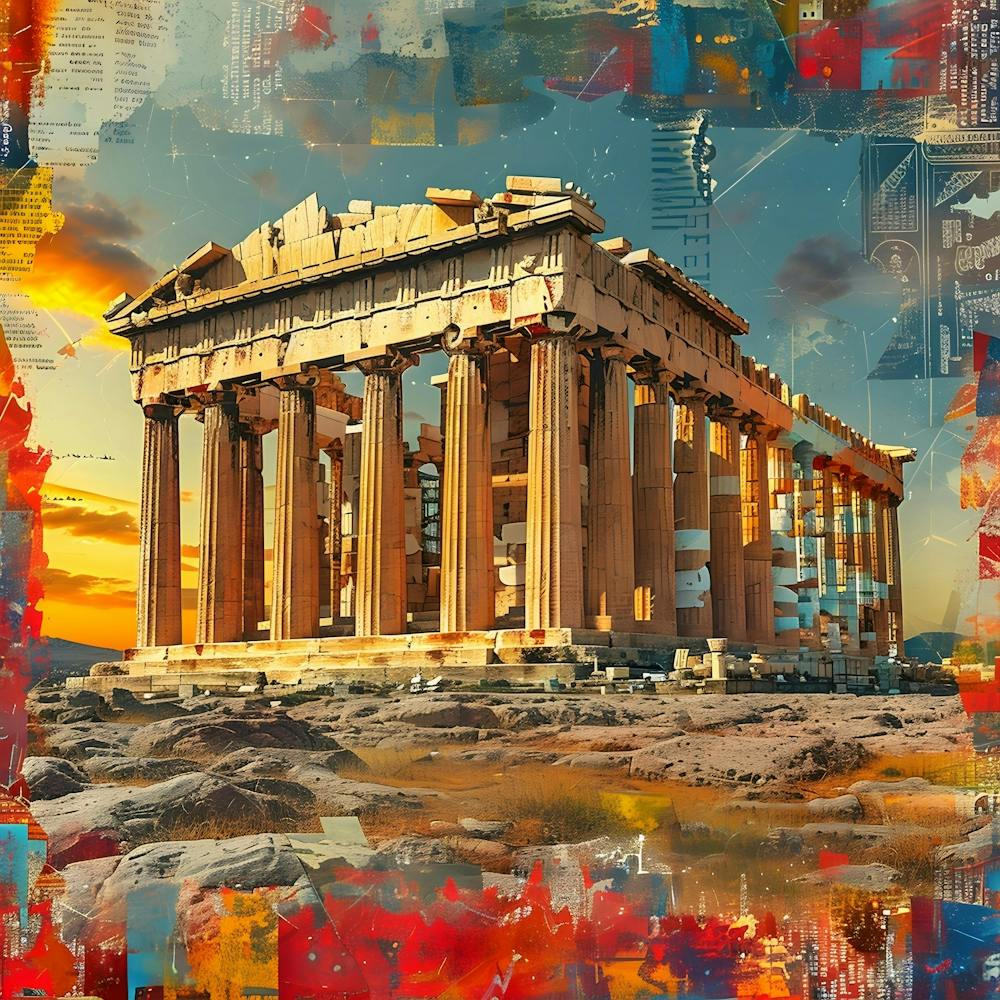 Parthenon, retro collage