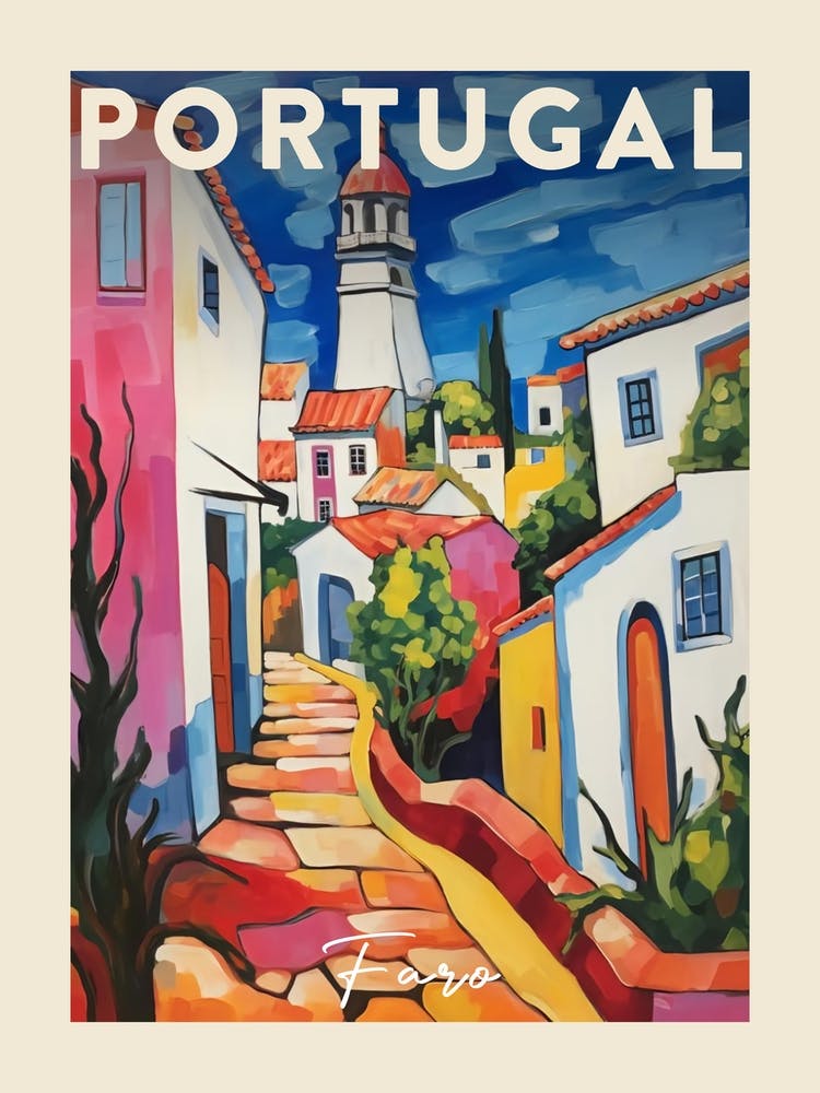 Faro Portugal 1 Fauvist Painting  Travel Poster