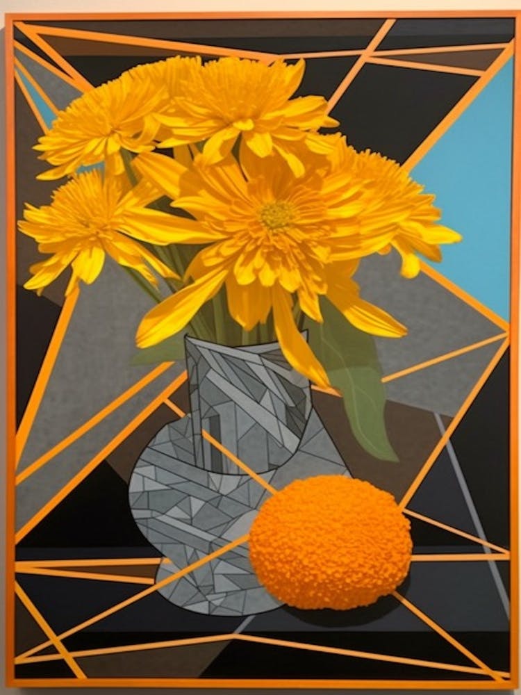 Marigold Flower Still Life  3 Abstract Expressionist