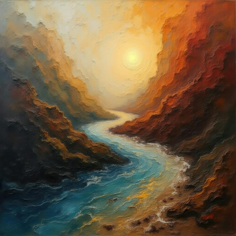 Rivière au Coucher de Soleil