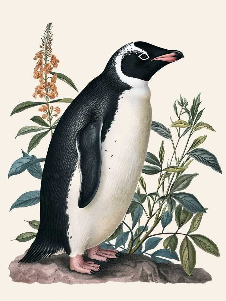 Adlie Penguin Cooper Bay Vintage Botanical Painting 3