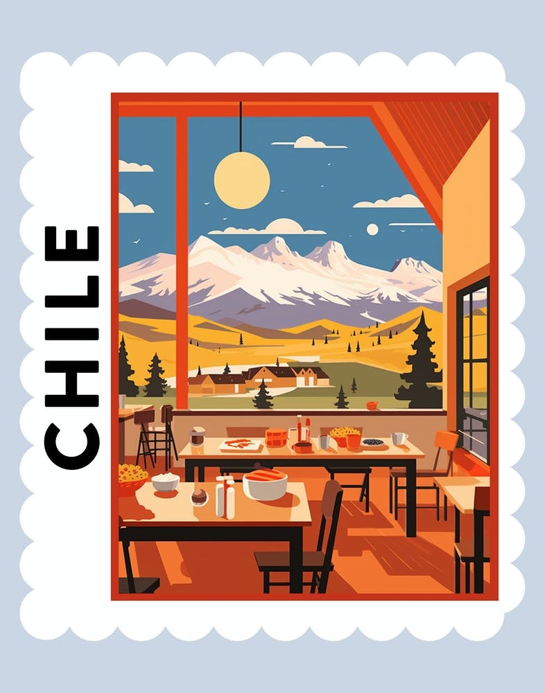 Chile 3 Reisestempel-Poster