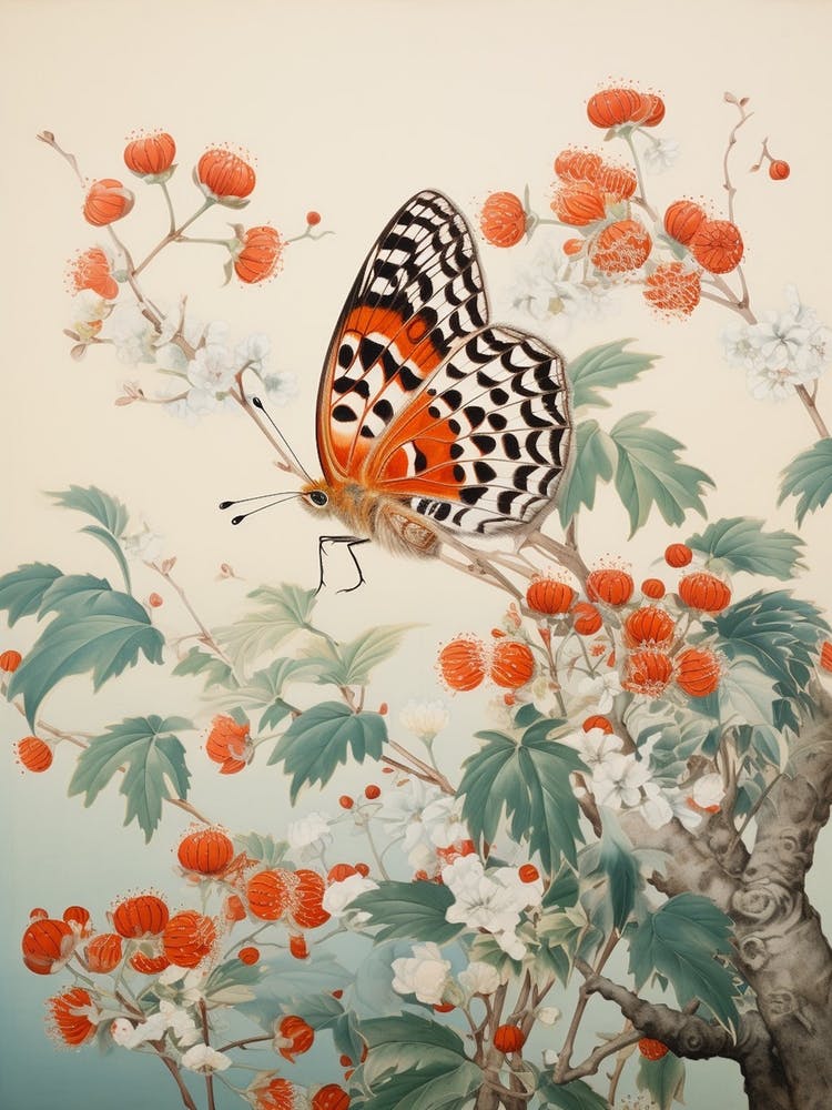 Butterfly In The Wild Japanese Style Painting