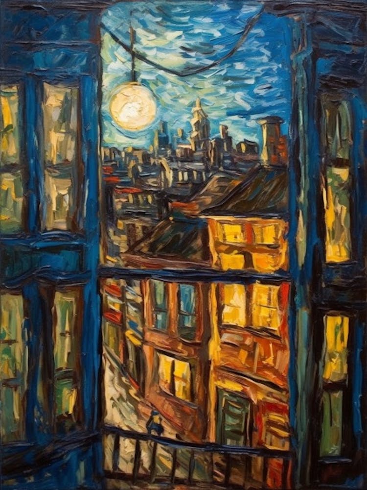 Window View Of San Francisco In The Style Of Expressionism 3